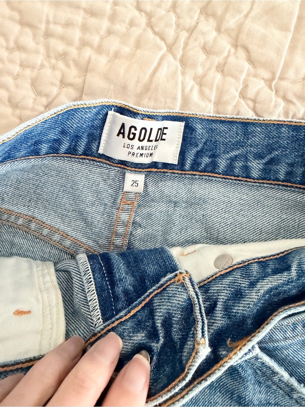 Agolde Light Blue Denim Mini Skirt with Raw Hem, Western Feel - Picture 4 of 5